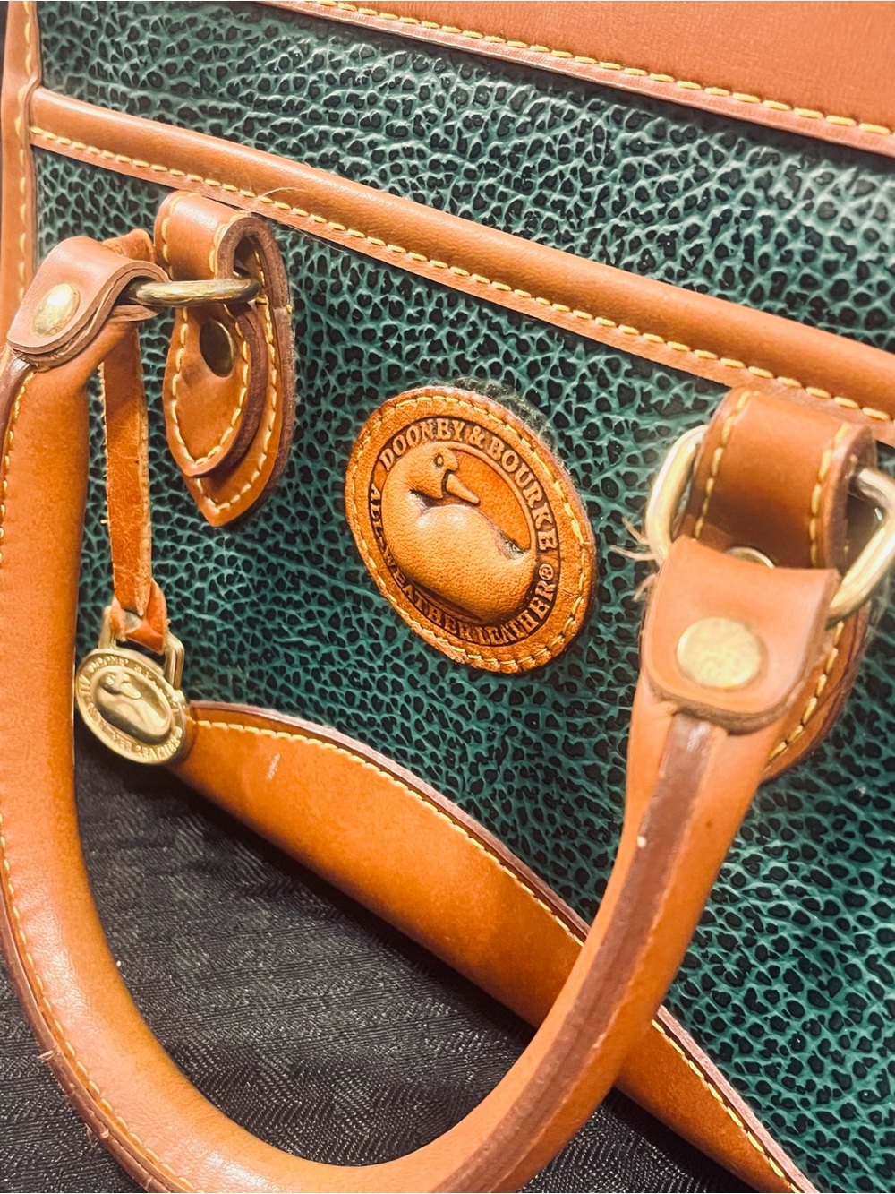 Dooney & Bourke All Weather Leather Green & Tan Satchel - Picture 11 of 11